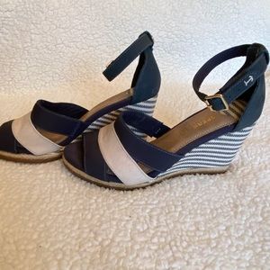 Sperry Wedge Sandal Navy/White Size 7.5